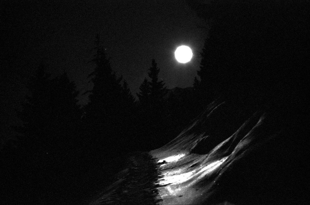 walking in the mountains at night